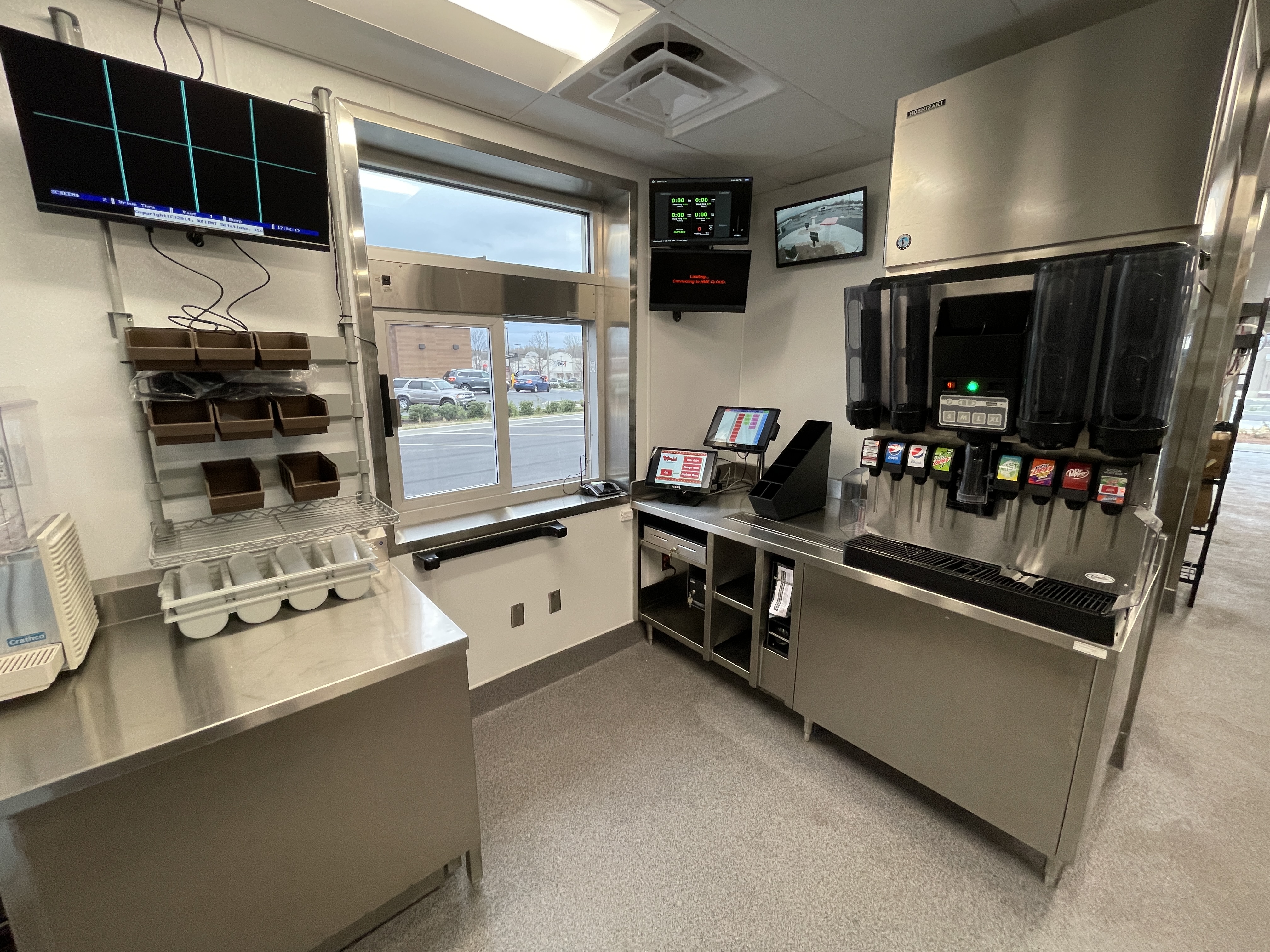 Beverage and POS station prepared for restaurant operational turnover